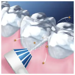 Irrigateur Oral Oral-B AquaCare 6 Pro-Expert Oxyjet Sans Fil Blanc, détail: embout projetant un jet d'eau avec microbulles