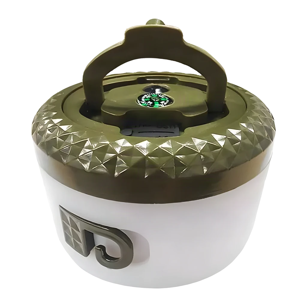 Lanterna de Camping Superfire LT01 2 em 1 Bateria recarregável 250 lúmens 10m, vista frontal: corpo branco difusor, tampa
