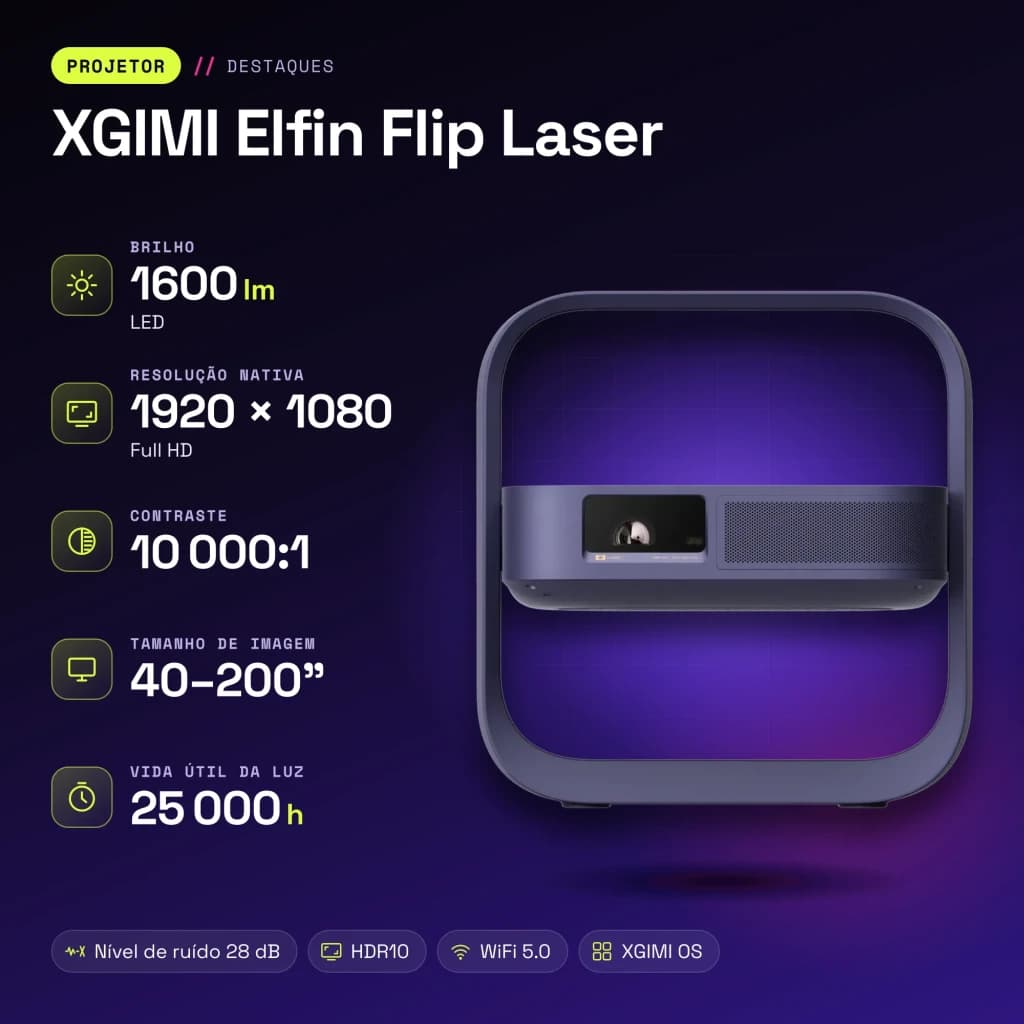 Proyector XGIMI Elfin Flip Laser 1080p Full HD 1600 Lúmenes DLP Púrpura - características