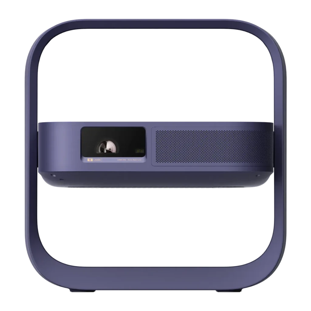 Proyector XGIMI Elfin Flip Laser 1080p Full HD 1600 Lúmenes DLP LED Púrpura, vista frontal: lente central, rejilla altavoz