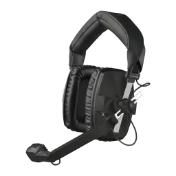 Casque Beyerdynamic DT 109 200Ω/50Ω Arceau Circumaural Câble, vue de face: coussin circumaural noir, microphone sur bras