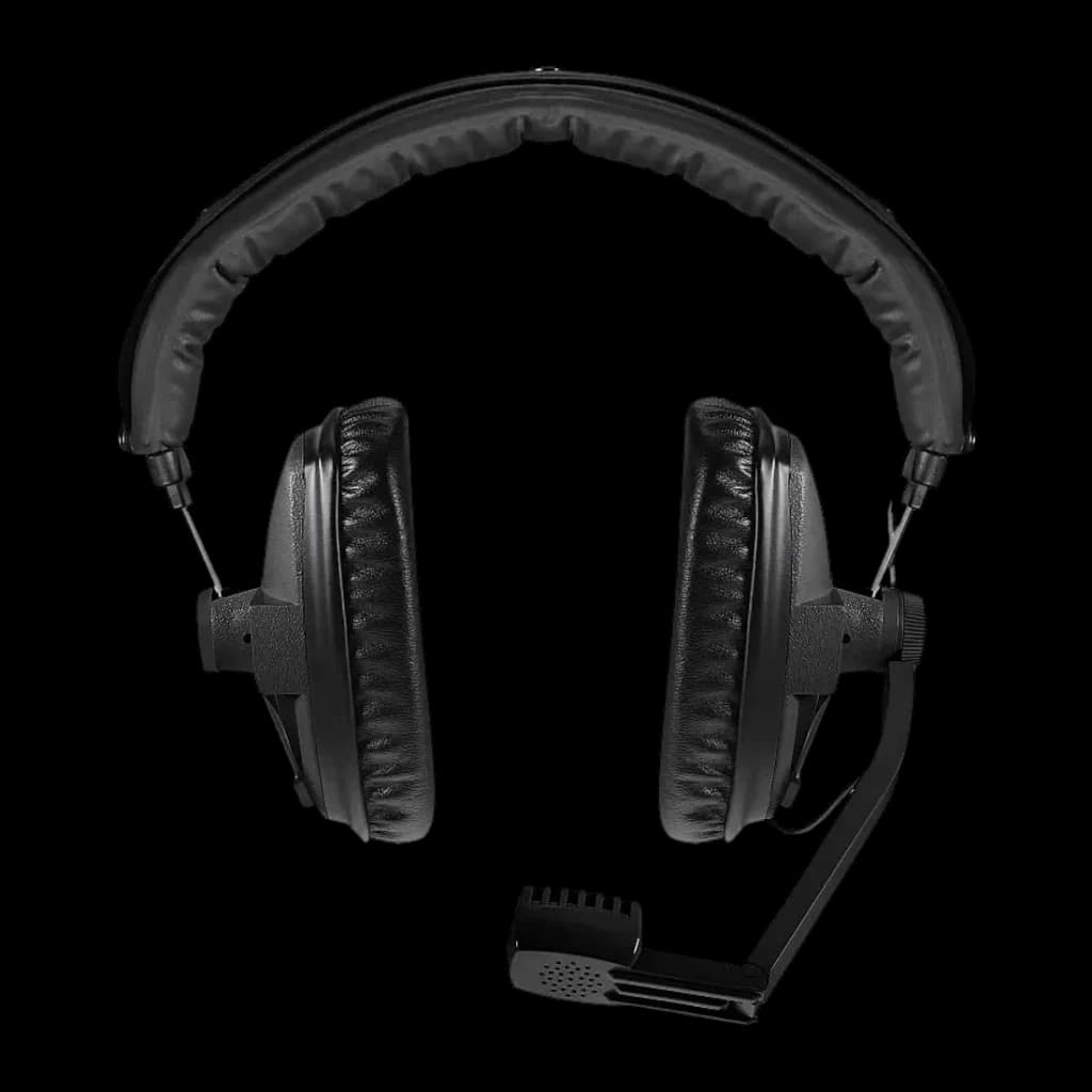 Casque Beyerdynamic DT 109 200Ω/50Ω Arceau Circumaural Câble, détail: vue de face noir avec coussinets circumauraux