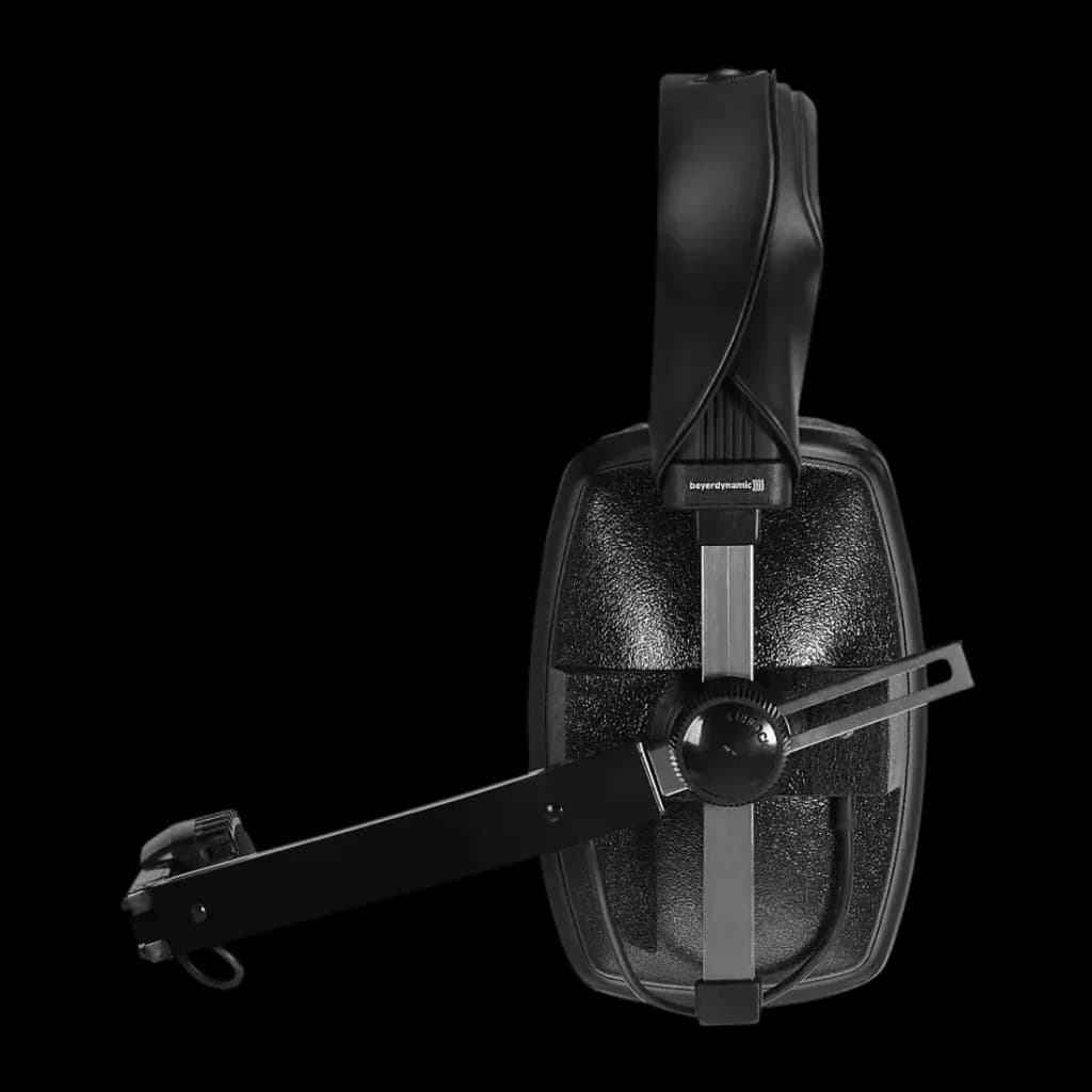 Casque Beyerdynamic DT 109 200Ω/50Ω Arceau Circumaural Câble, détail: extérieur du coussin gauche avec bras de microphone