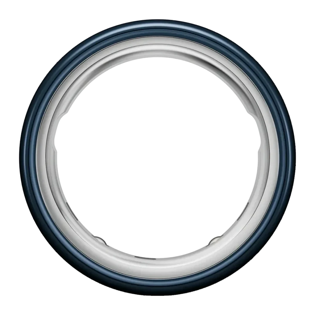 Oura Ring 4 Ceramic Talla 14 Medianoche Temperatura corporal, detalle: interior plateado y exterior azul oscuro cerámico