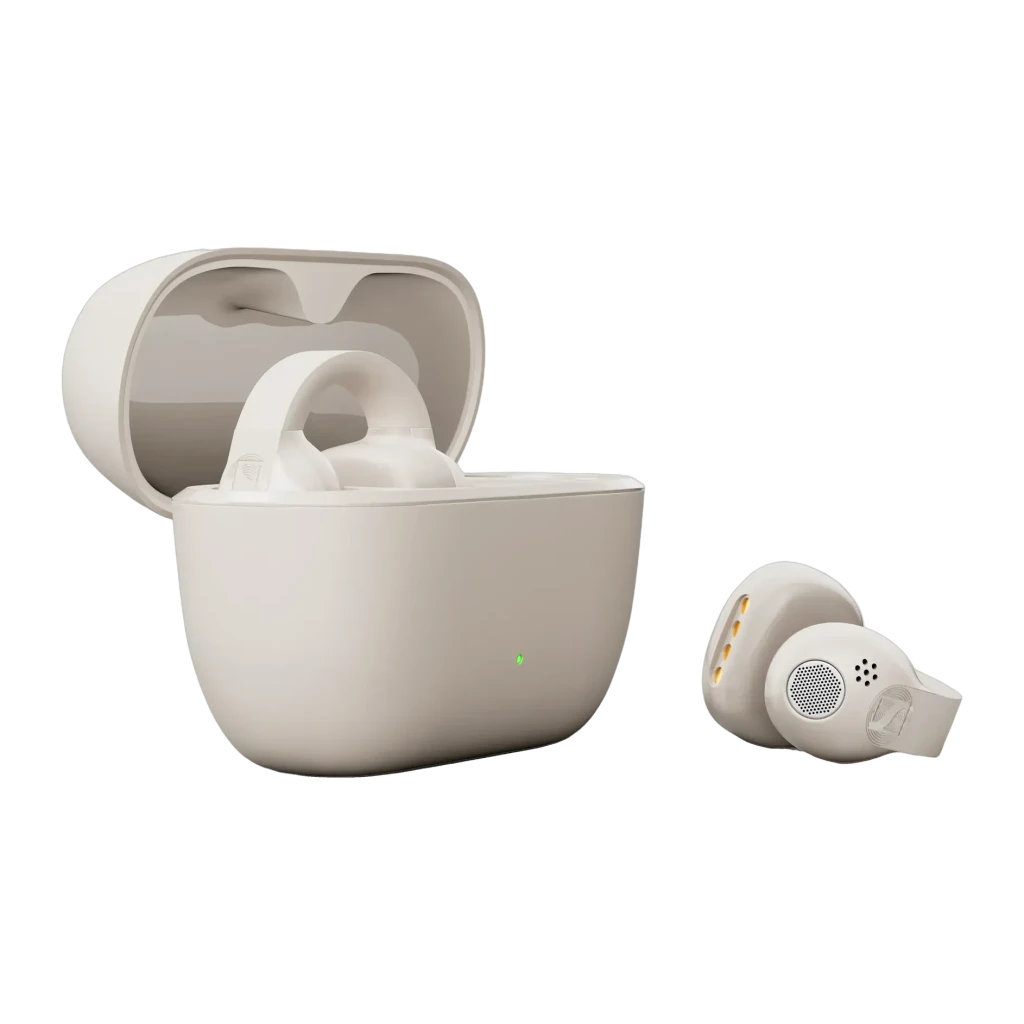 Auriculares Sennheiser Accentum Clip Open-Ear TWS Bluetooth 6.0 36h con estuche Crema