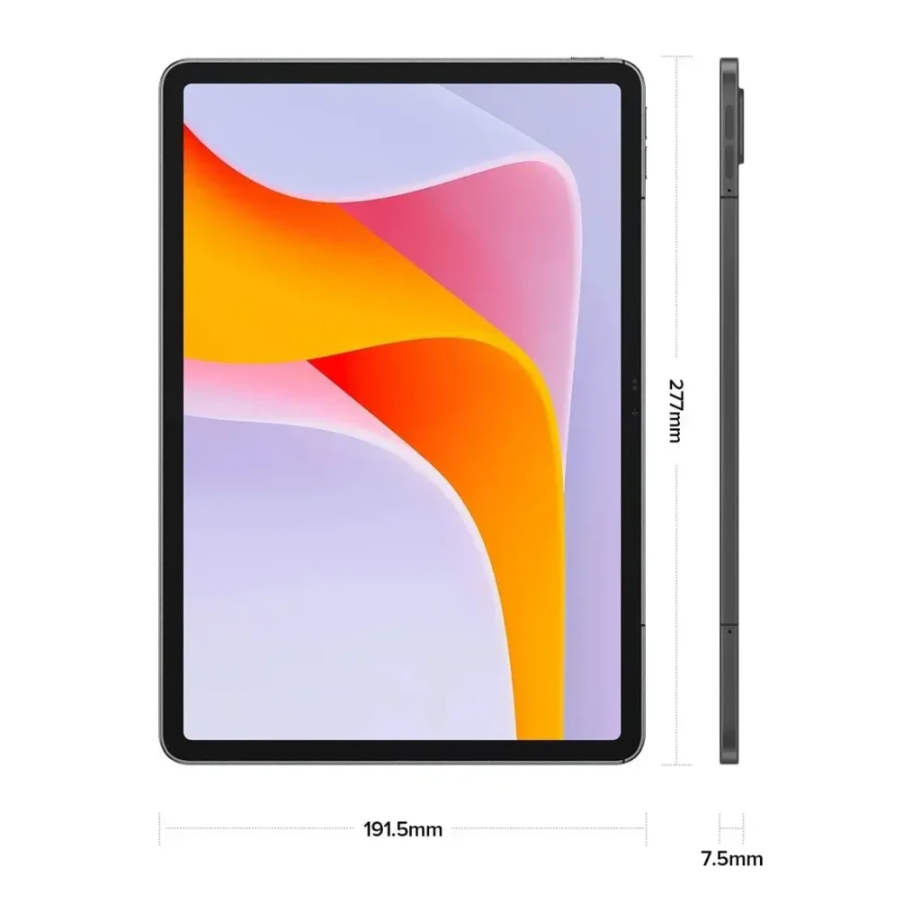 Ulefone Tab A12 Pro 8GB/128GB Gris Espacial 4G LTE 12,2 pulgadas IPS 90Hz Unisoc T7300, frontal y perfil: dimensiones