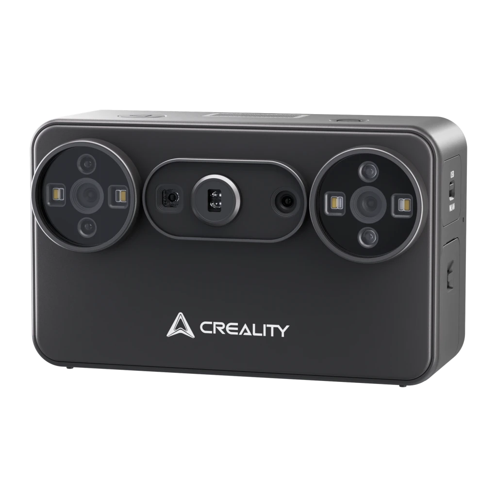 Escáner 3D Creality Pika Inalámbrico Negro 0,03 mm, vista frontal: dos módulos de cámara circulares con LEDs y sensor