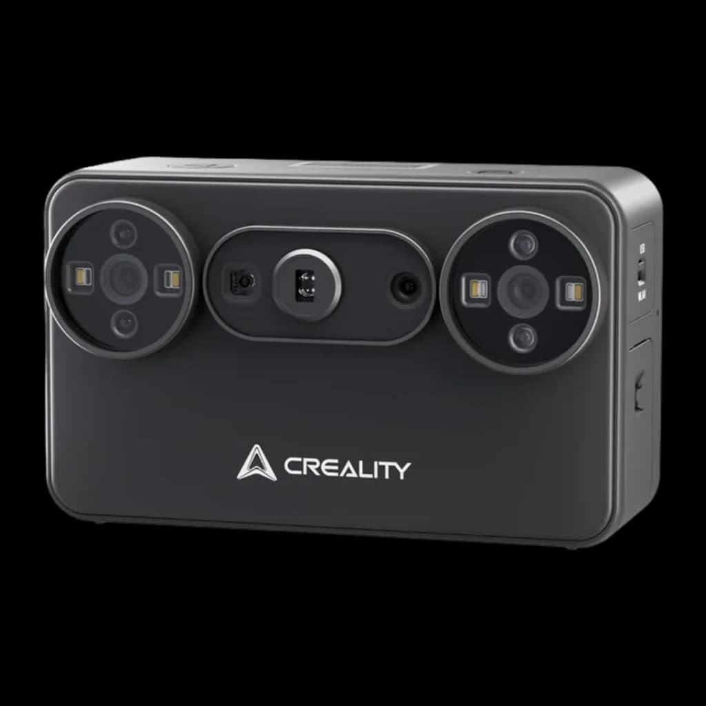 Scanner 3D Creality Pika Sans Fil Noir 0,03 mm, vue avant: deux modules circulaires avec LEDs et capteur central