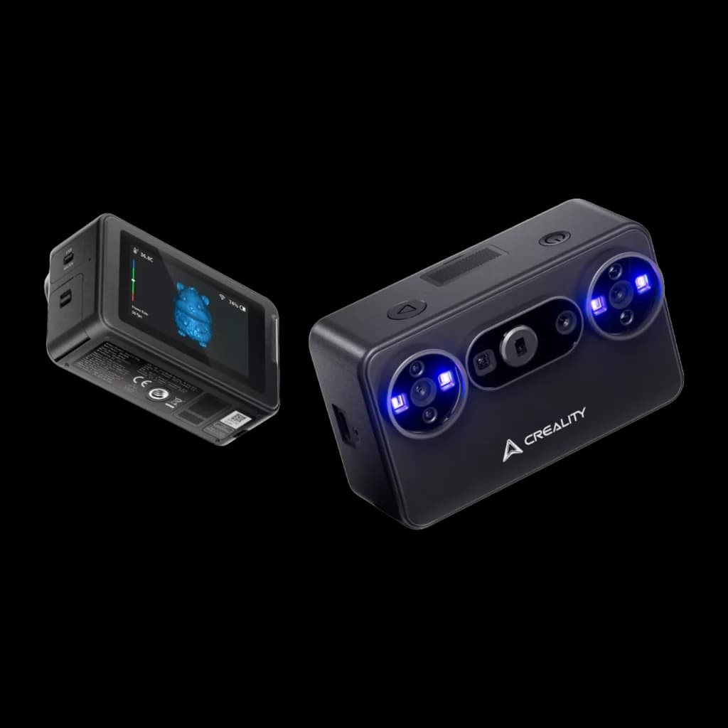 Scanner 3D Creality Pika Sans Fil Noir 0,03 mm, face avant et arrière: module caméras avec LEDs bleues et écran tactile