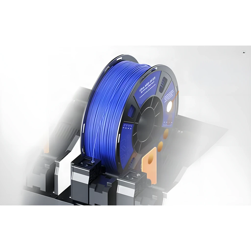 Sistema multicolor QIDI BOX Max4 Accesorio FDM PLA, PETG, ABS, PA, PC y más, vista lateral: bobina de filamento azul montada