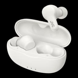 Écouteurs JVC HA-A7T2 Gumy True Wireless TWS Bluetooth 5.0 IPX4 Blanc, vue principale: boîtier ouvert avec les deux