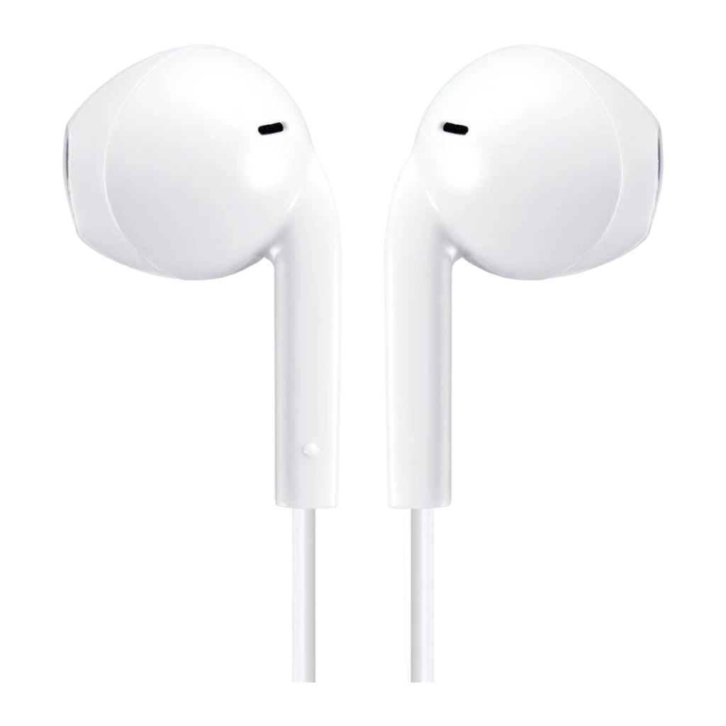Écouteurs JVC HA-FR17UC Intra-auriculaires USB-C IPX2 Blanc, vue avant: deux écouteurs blancs avec grille et câble sur fond
