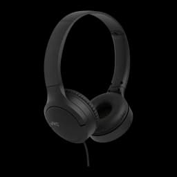 Casque JVC HA-S33UC-B supra-auriculaire USB-C noir, vue latérale: arceau, coussinets et logo JVC visibles