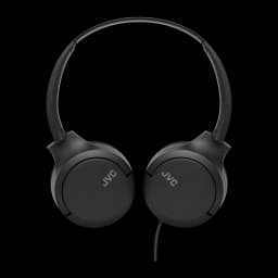 Casque JVC HA-S33UC-B supra-auriculaire USB-C noir, vue avant: arceau réglable et coussinets avec logo JVC