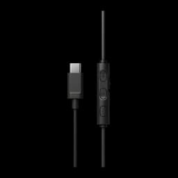 Casque JVC HA-S33UC-B supra-auriculaire USB-C, détail câble: connecteur USB-C et télécommande 3 boutons noir