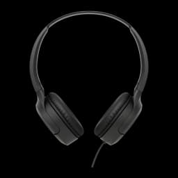 Casque JVC HA-S33UC-B supra-auriculaire USB-C, vue de face: arceau noir, coussinets rembourrés et câble USB-C visible