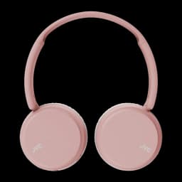 Casque JVC HA-S36W Arceau Bluetooth 5.2 35h Rose, vue de face: coussinets plats avec logo JVC et arceau rembourré