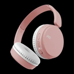 Casque JVC HA-S36W Arceau Bluetooth 5.2 35h Rose, vue latérale: coussinets blancs et boutons de contrôle visibles
