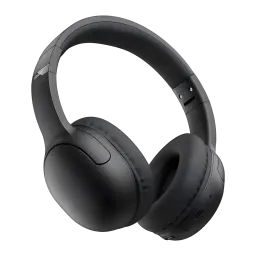 Casque JVC Gumy Band Supra-Aural Bluetooth 30h Noir HA-SG20BT, vue de face en angle: arceau rembourré, coussinets et boutons