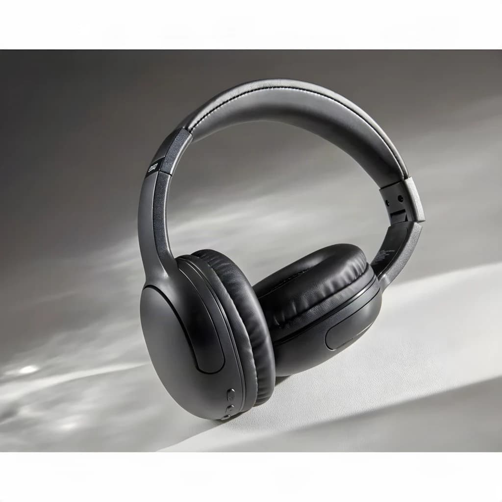 Casque JVC Gumy Band Supra-Aural Bluetooth 30h Noir HA-SG20BT, vue latérale: coussinets et arceau bicolore gris et noir