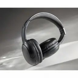 Casque JVC Gumy Band Supra-Aural Bluetooth 30h Noir HA-SG20BT, vue latérale: coussinets et arceau bicolore gris et noir