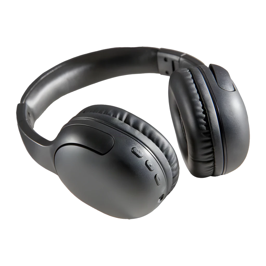 Casque JVC Gumy Band Supra-Aural Bluetooth 30h Noir HA-SG20BT, vue latérale: coussinets rembourrés et boutons de contrôle