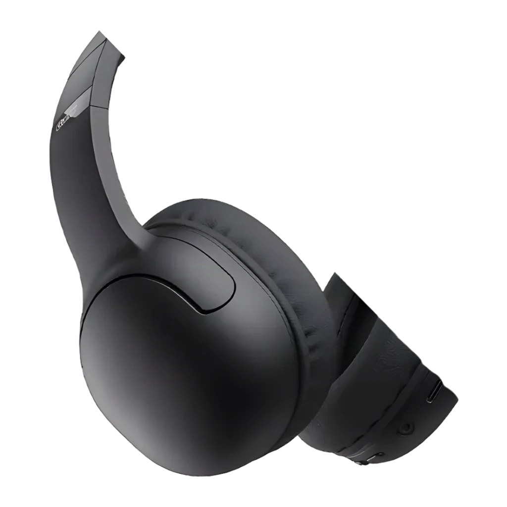 Casque JVC Gumy Band Supra-Aural Bluetooth 30h Noir HA-SG20BT, vue latérale: coussin, arceau replié et port USB-C visibles