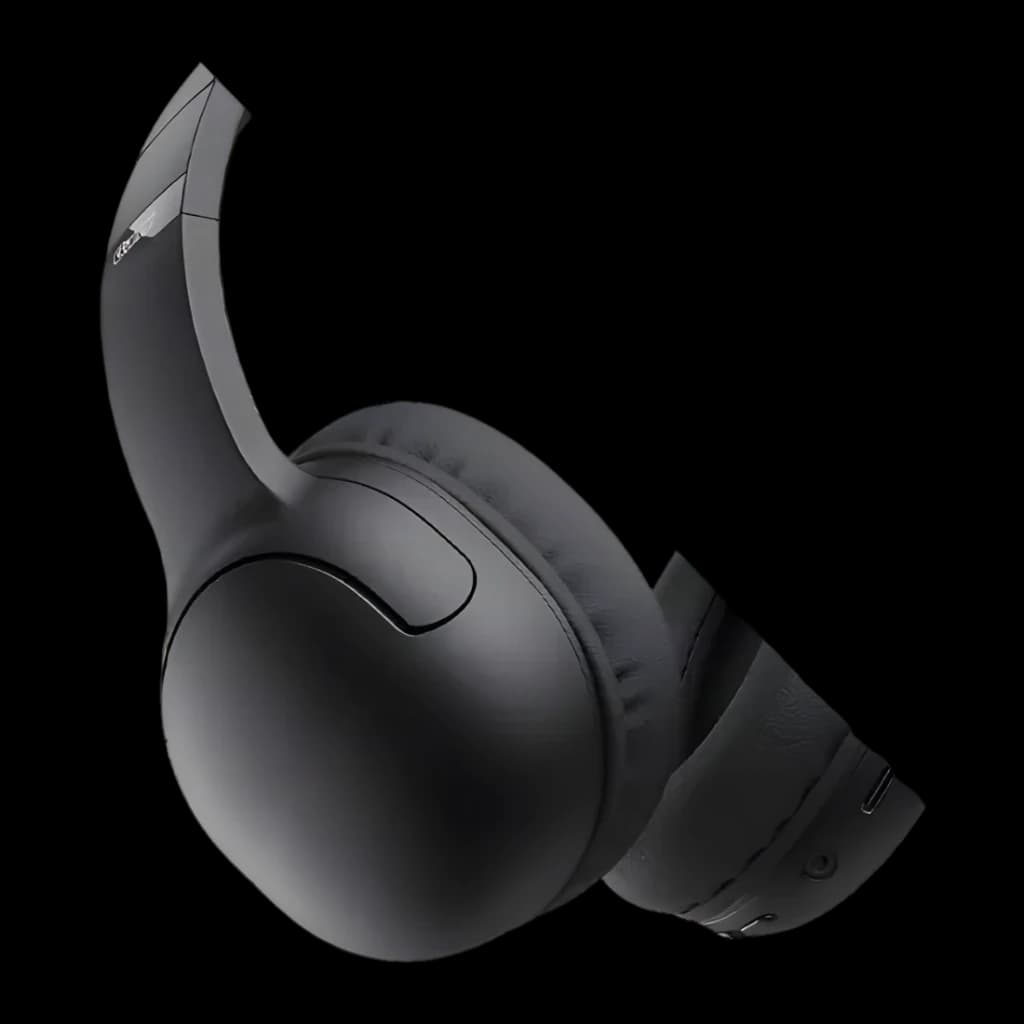 Casque JVC Gumy Band Supra-Aural Bluetooth 30h Noir HA-SG20BT, vue latérale: coussin, arceau replié et port USB-C visibles