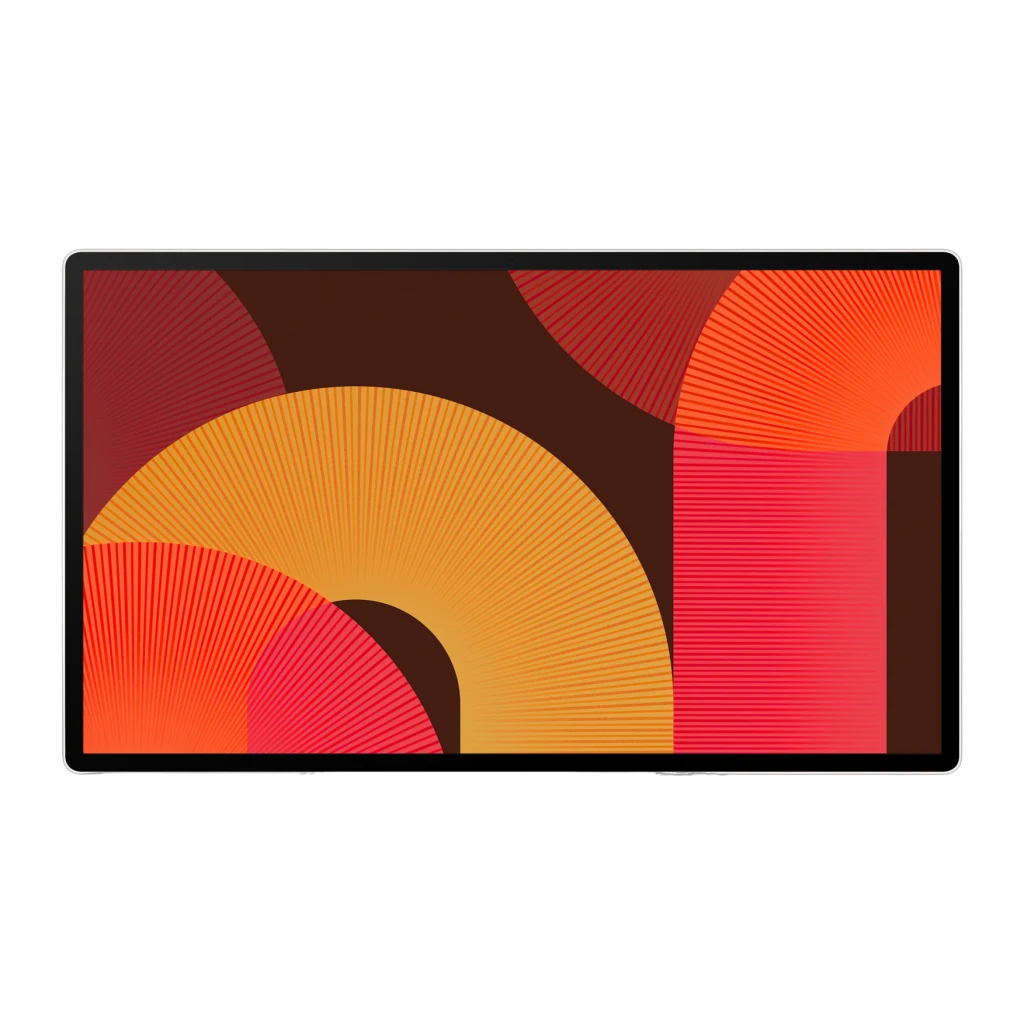 Téléviseur portable Samsung 27 pouces LED QHD 2560x1440 Tizen Smart TV Noir UE27LSM7FAX, vue de face: écran avec motif