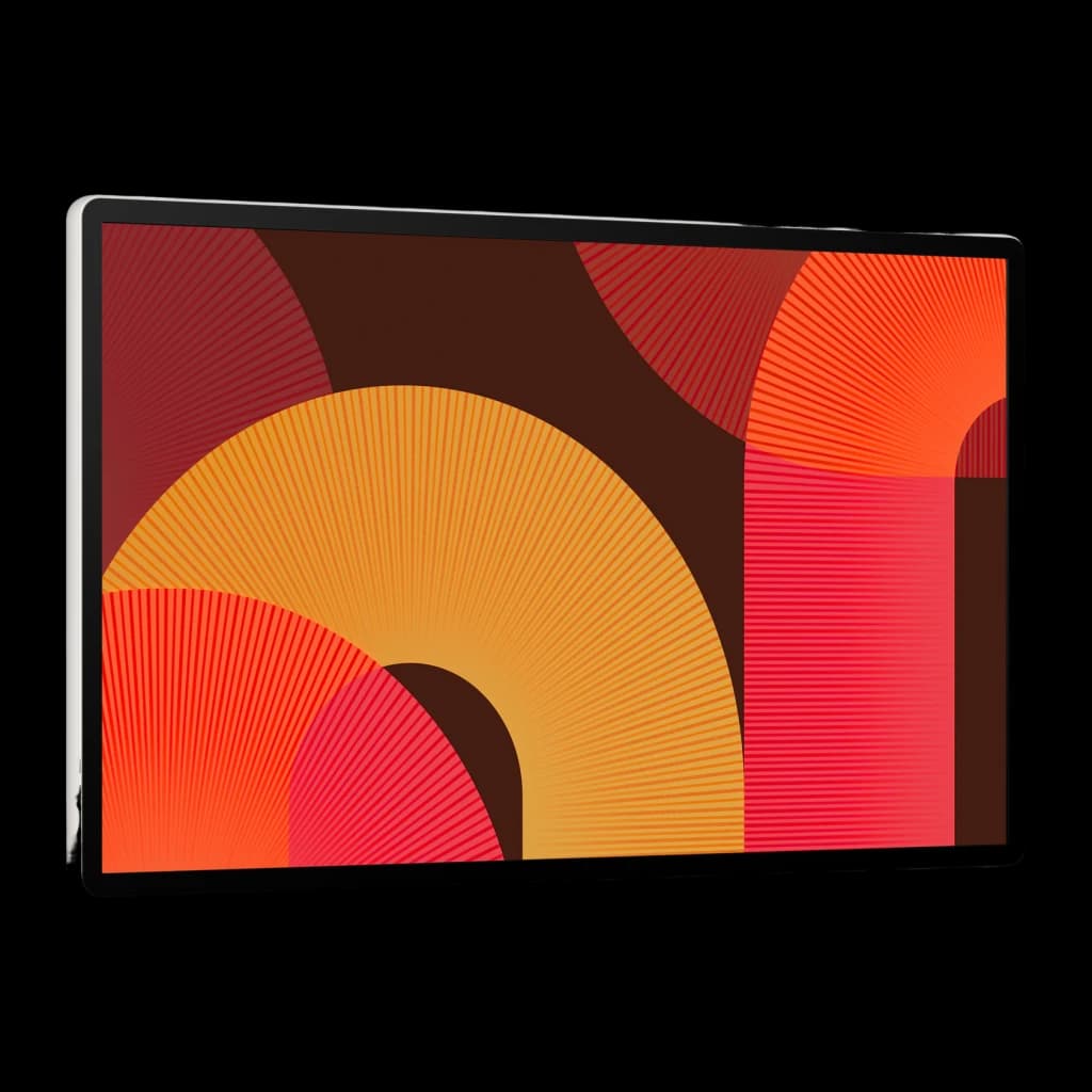 Téléviseur portable Samsung 27 pouces LED QHD 2560x1440 Tizen Smart TV Noir UE27LSM7FAX, vue latérale: écran allumé