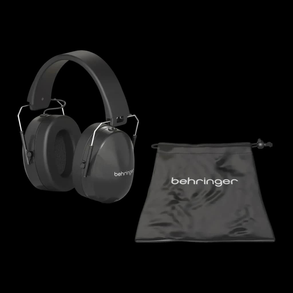 Casque Behringer DH80 Arceau Circum-aural Jack 3,5 mm, détail: casque noir et pochette de transport noire à cordon incluse