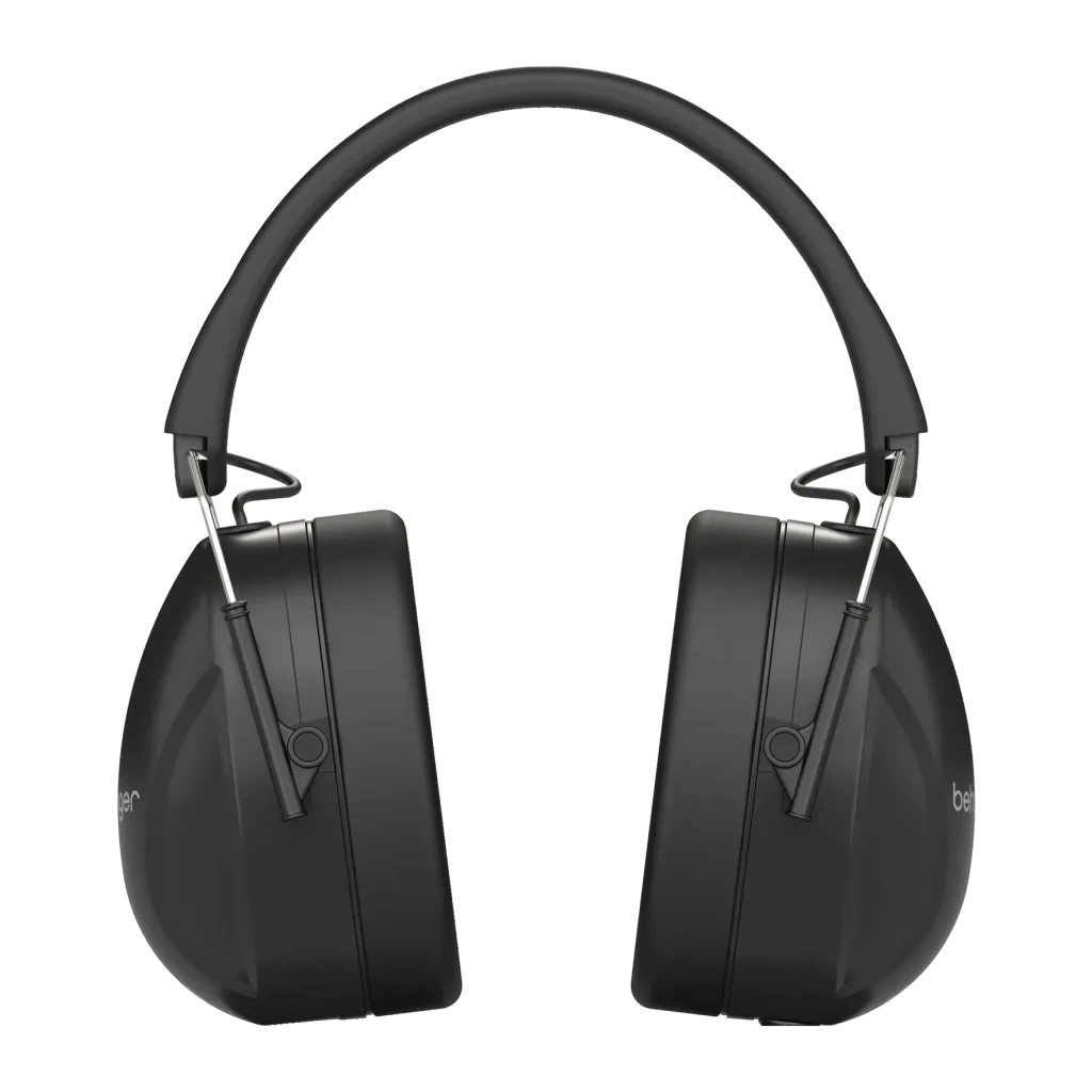 Casque Behringer DH80 Arceau Circum-aural Jack 3,5 mm, détail: vue de face avec coussinets circum-auraux et mécanisme