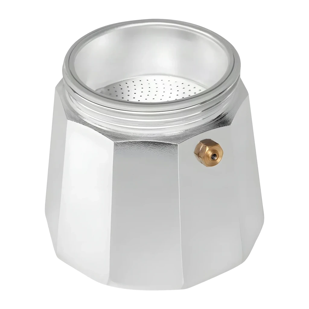 Cafetera italiana Orbegozo KF 600 Gas, Eléctrica, Vitrocerámica 6 tazas Plata, detalle: depósito inferior con válvula