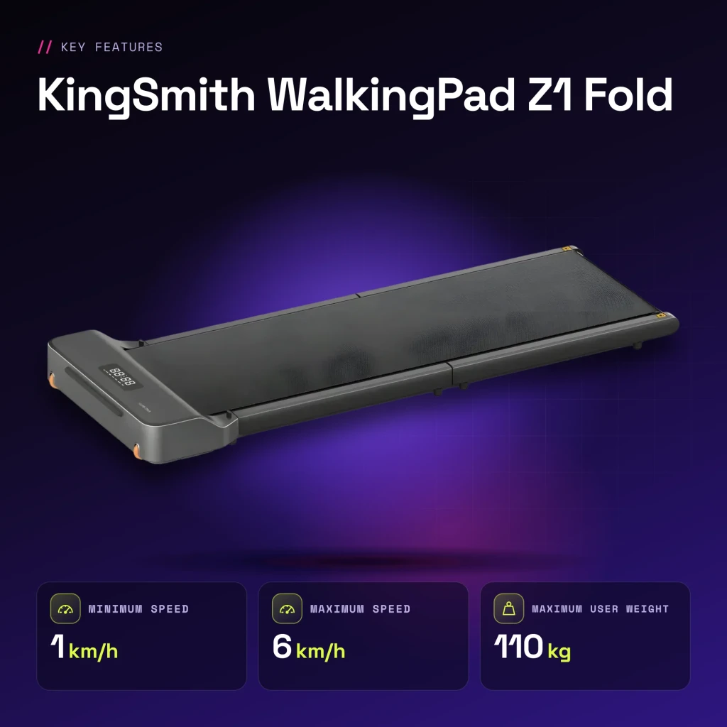 Passadeira KingSmith WalkingPad Z1 Fold Cinzento Dobrável 6km/h - características