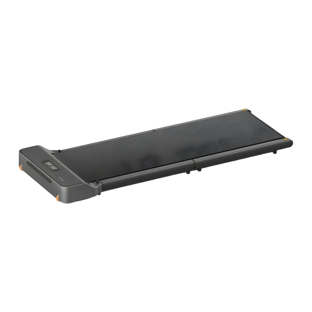 Passadeira KingSmith WalkingPad Z1 Fold Cinzento Dobrável 6km/h, vista lateral: superfície de corrida preta, consola LED