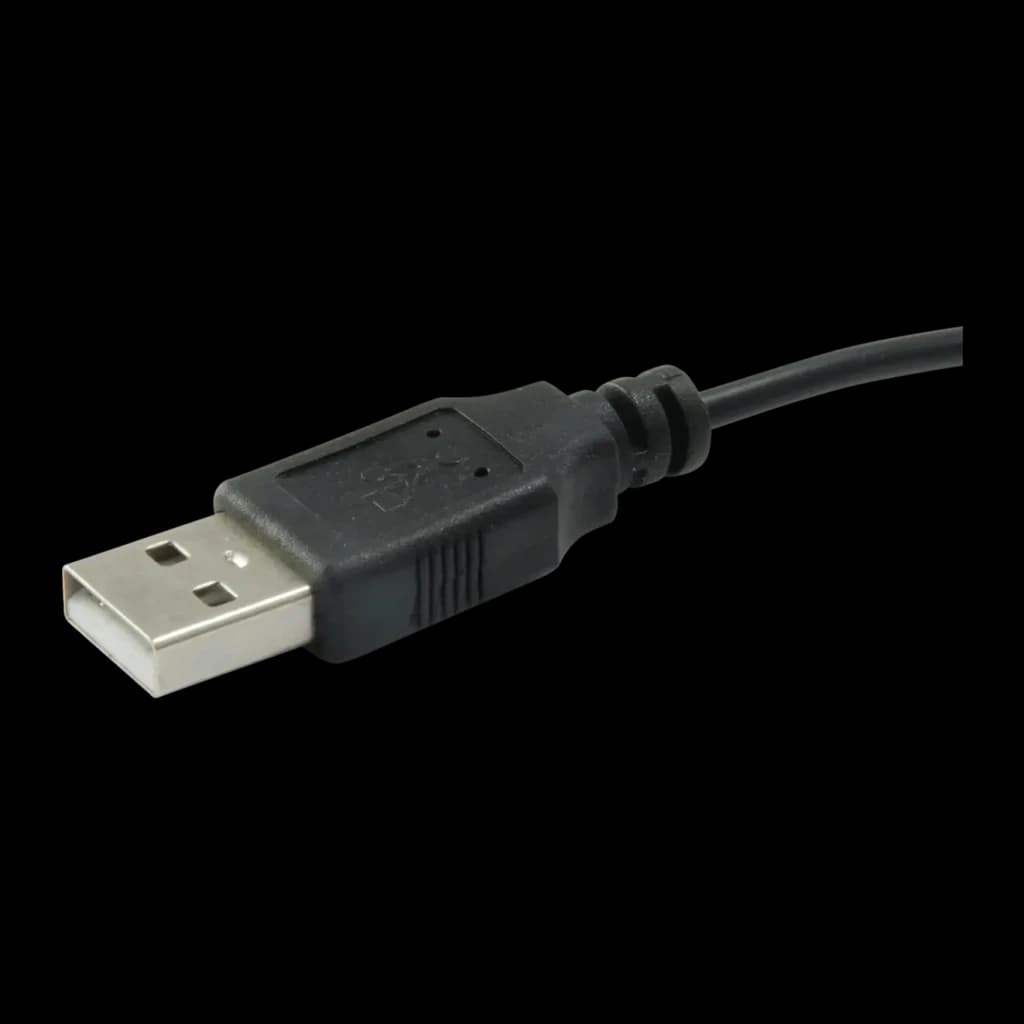 Ratón Conceptronic Negro Con cable Ambidiestro REGAS01B, detalle: conector USB-A metálico en primer plano sobre fondo negro