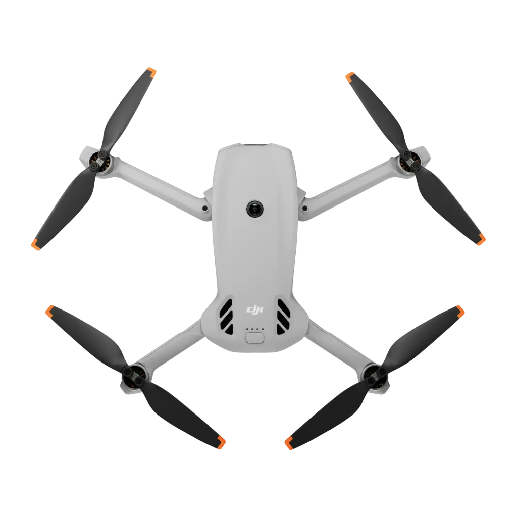 Dron DJI Lito X1 Fly More Combo (DJI RC 2) Gris 60fps, vista superior: cuerpo gris con 4 hélices negras y puntas naranjas