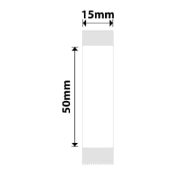 Étiquettes thermiques Niimbot 15x50mm 130 pcs Blanc T15*50-130, schéma: cotes 15mm largeur et 50mm hauteur sur étiquette