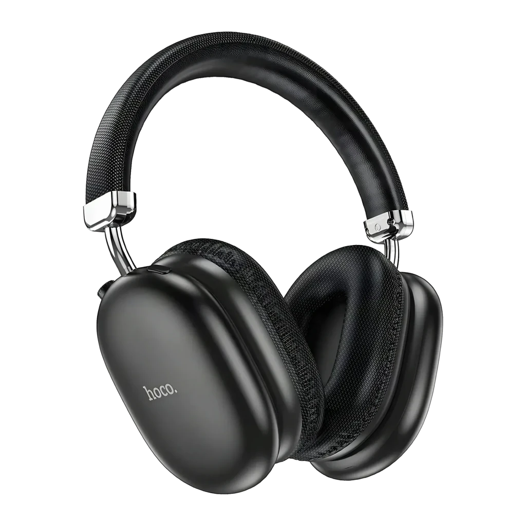Auriculares Hoco W35 Max ANC Cancelación de Ruido Diadema Bluetooth, vista frontal: almohadillas negras texturizadas