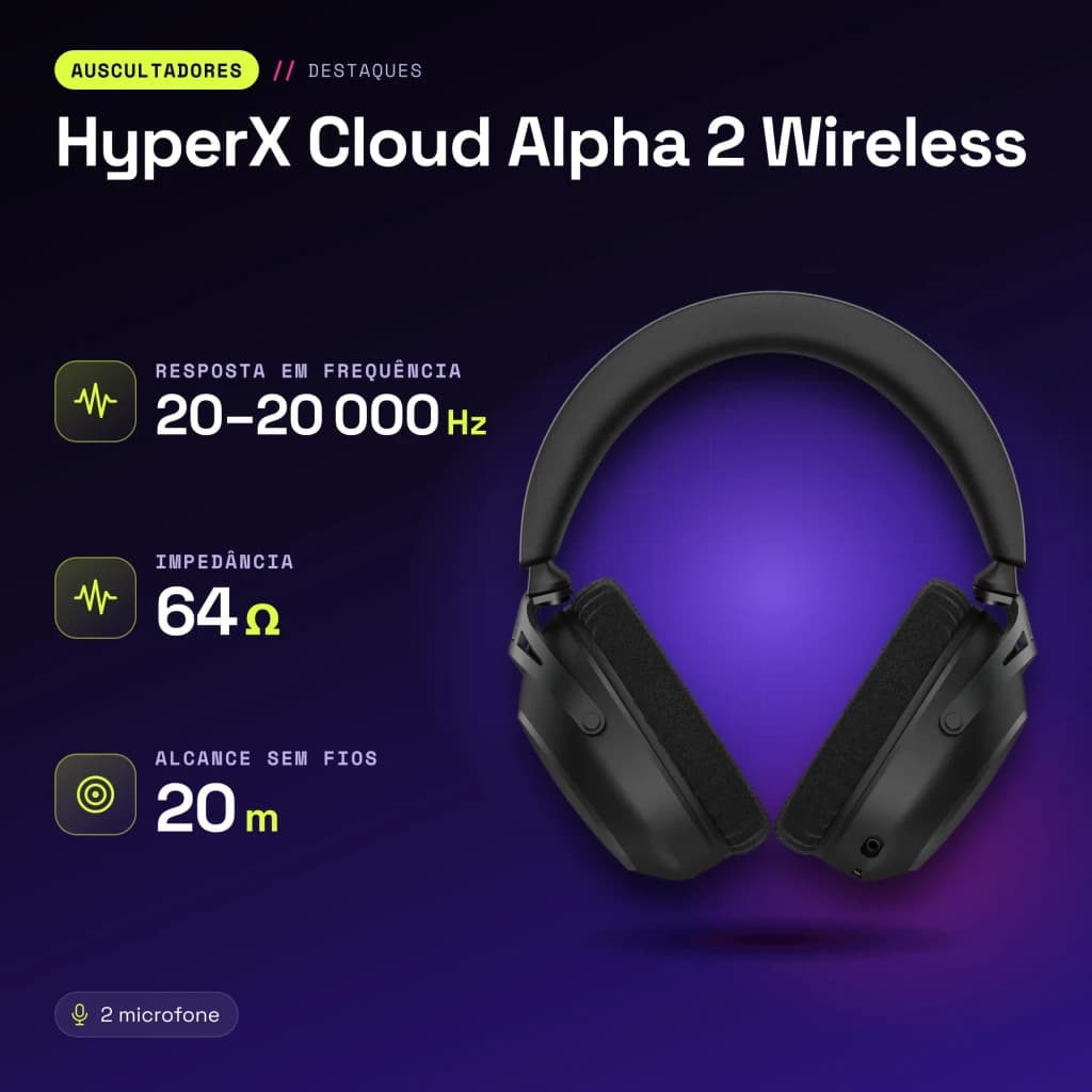 Casque Gaming HyperX Cloud Alpha 2 Wireless Sans Fil Microphone - caractéristiques