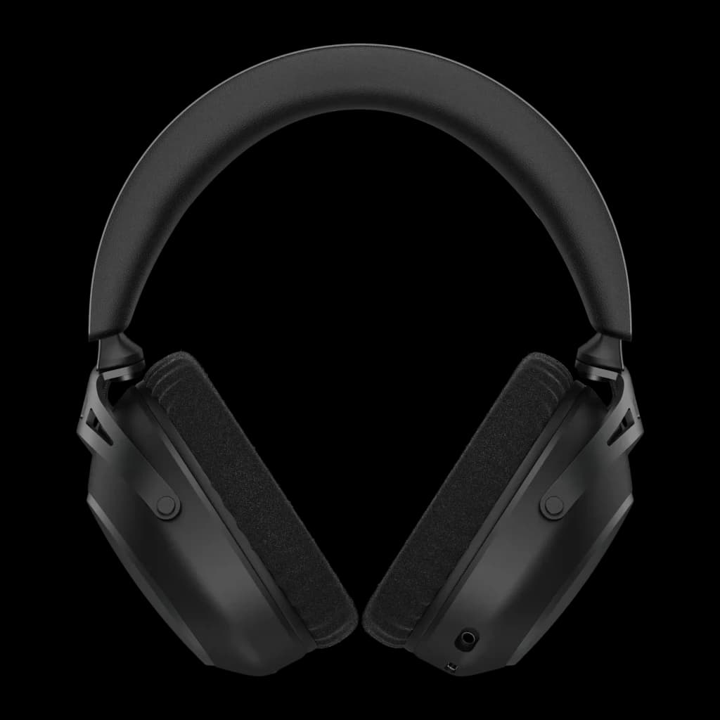 Casque Gaming HyperX Cloud Alpha 2 Wireless Sans Fil Microphone, vue de face: arceau rembourré et coussinets en tissu noir