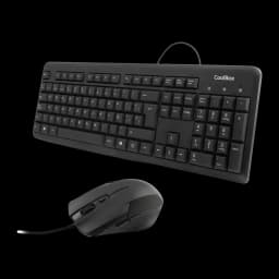 Combo CoolBox Kit Clavier + Souris USB 1600DPI Noir QWERTY, vue en perspective: clavier complet avec pavé numérique