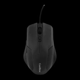 Combo CoolBox Kit Clavier + Souris USB 1600DPI Noir QWERTY, vue dessus: souris noire avec molette centrale, bouton DPI