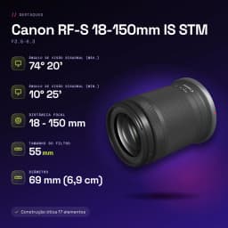 Objetivo fotográfico Canon RF-S 18-150mm IS STM Negro APS-C F3.5-6.3 - características
