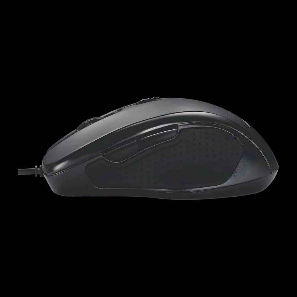 Ratón ASUS UX300 Pro Negro Con cable Ergonómico, vista lateral: perfil ergonómico, agarre texturizado y cable visible