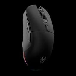 Souris Gaming Krom Komet Sans Fil 2400 DPI RGB Noir, vue latérale: boutons latéraux, molette et éclairage RGB à la base