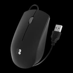 Ratón SUBBLIM Business Silencioso Negro Ergonómico, vista lateral: perfil ergonómico, rueda central, logo S y cable USB