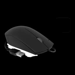 Ratón SUBBLIM Business Silencioso Negro Ergonómico, vista lateral: perfil ergonómico, rueda central y cable USB visible