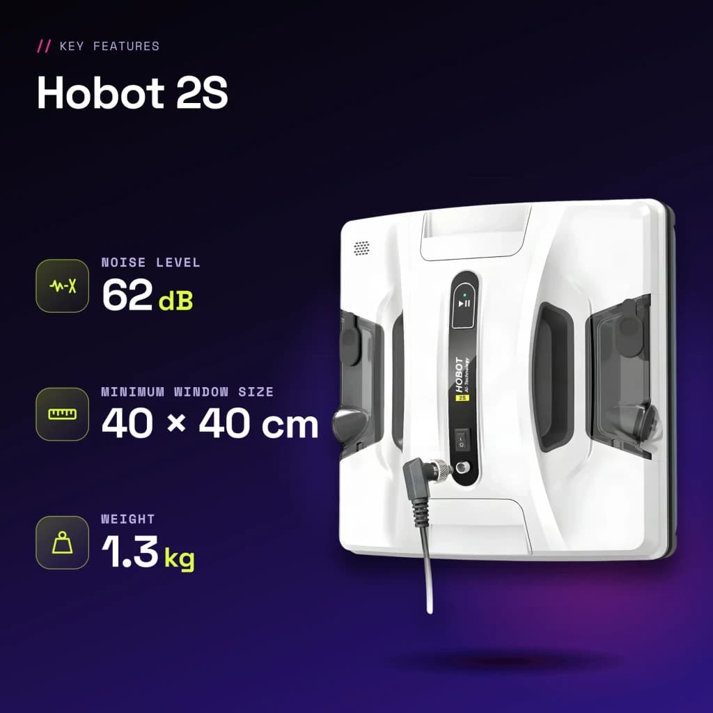 Robot limpiacristales Hobot 2S Blanco 20min 62 dB - características