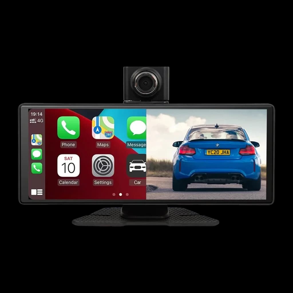 Ecrã para carro Blow 78-430 CarPlay sem fios com gravador de vídeo e câmara traseira, vista frontal: ecrã dividido